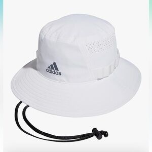 Adidas Victory Bucket Hat Wide Brim Mens Golf Hat Moisture Wick S/M White NWT
